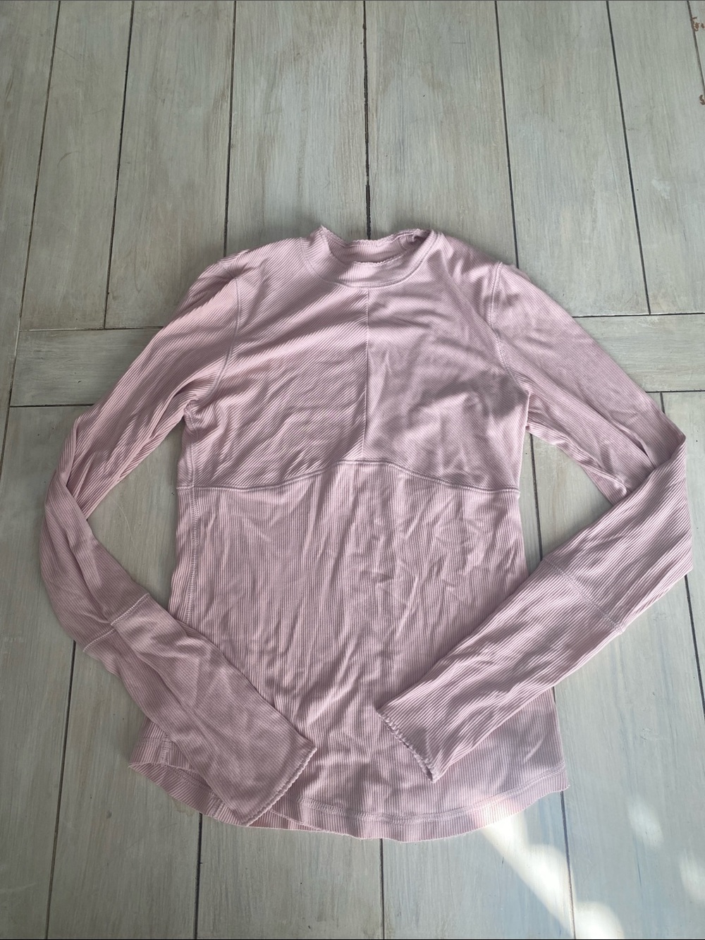 FP Movement Pink Ribbed Long Sleeve Top Small